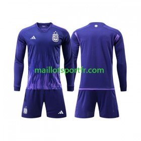 Maillot de Foot Argentine 3 Stars Enfant Exterieur Coupe du monde 2022 ML